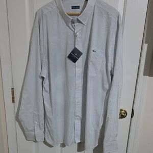 Fush Hippie Men's Light Gray Patterned Button Down Shirt